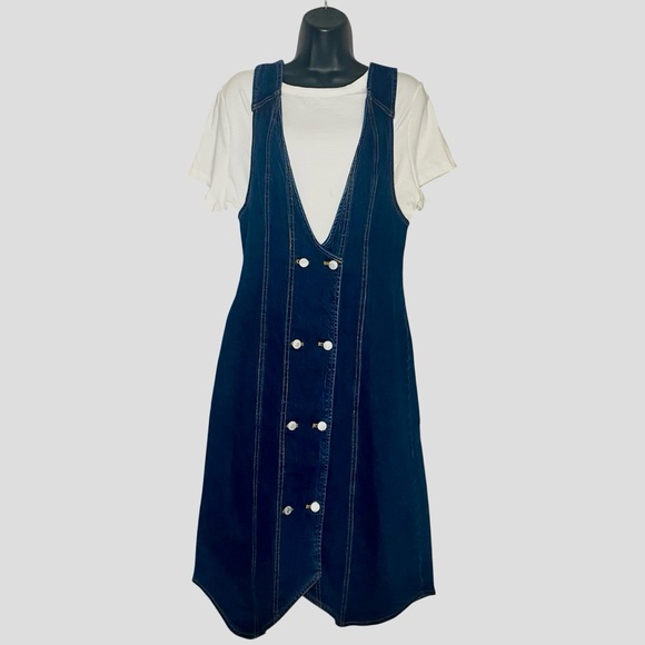 Anthropologie Pilcro dark wash denim double-breasted vest dress - Picture 4 of 14